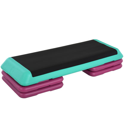 Adjustable Height Fitness Stepper 3 Levels (10/15/20 cm) Non-Slip Step Bench for Home Gym Office Plastic Black+Green+Purple