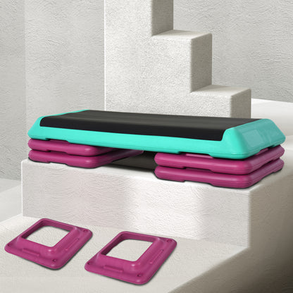 Adjustable Height Fitness Stepper 3 Levels (10/15/20 cm) Non-Slip Step Bench for Home Gym Office Plastic Black+Green+Purple