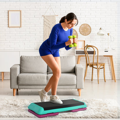 Adjustable Height Fitness Stepper 3 Levels (10/15/20 cm) Non-Slip Step Bench for Home Gym Office Plastic Black+Green+Purple