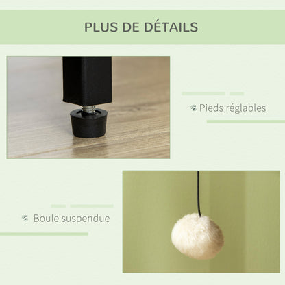 Cat Toilet House Litter Box Cabinet Industrial Style Cat Door Side Entry Hanging Ball Steel Frame Light Wood Appearance