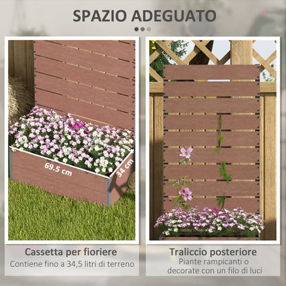 planter box with slatted trellis, raised bed with trellis for climbing plants, 72x38x150cm, light brown