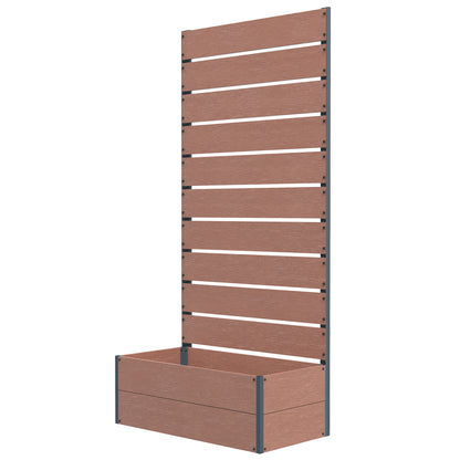 planter box with slatted trellis, raised bed with trellis for climbing plants, 72x38x150cm, light brown