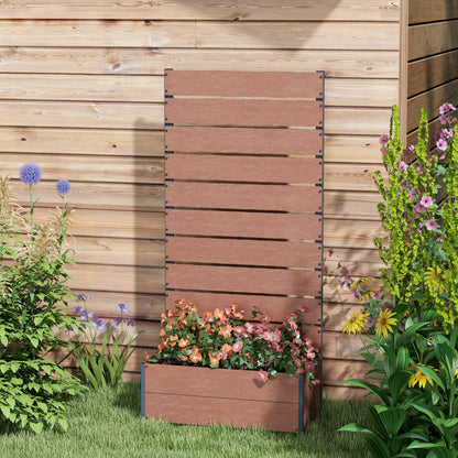 planter box with slatted trellis, raised bed with trellis for climbing plants, 72x38x150cm, light brown