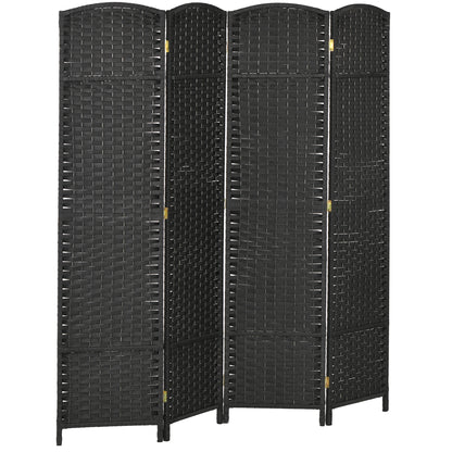 4-Panel Room Divider 160x170 cm Folding Room Divider for Living Room Bedroom Office Black