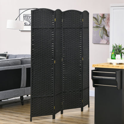 4-Panel Room Divider 160x170 cm Folding Room Divider for Living Room Bedroom Office Black