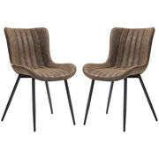 Set of 2 dining chairs modern kitchen chair in synthetic coating with tufted design and metal legs, for living room, dining room, bedroom, brown