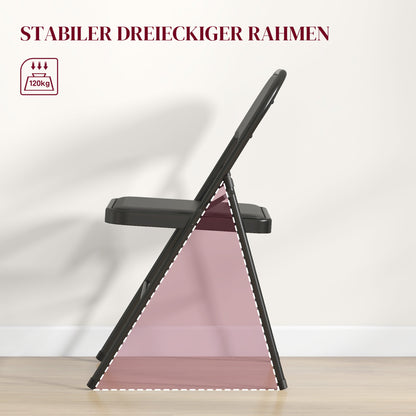 4-Piece Folding Chairs Set, Portable Office Chair with Cushion, Leatherette, Steel Legs, Foldable Chair for Office Reception Waiting Room, Black