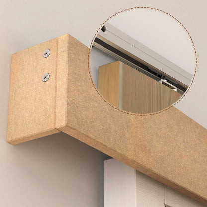 Complete Wooden Sliding Door Kit Hardware Galandage System for Door Thickness 35-45 mm Max Load 75 kg Rail Rollers Screws 200 x 3.05 cm Brown