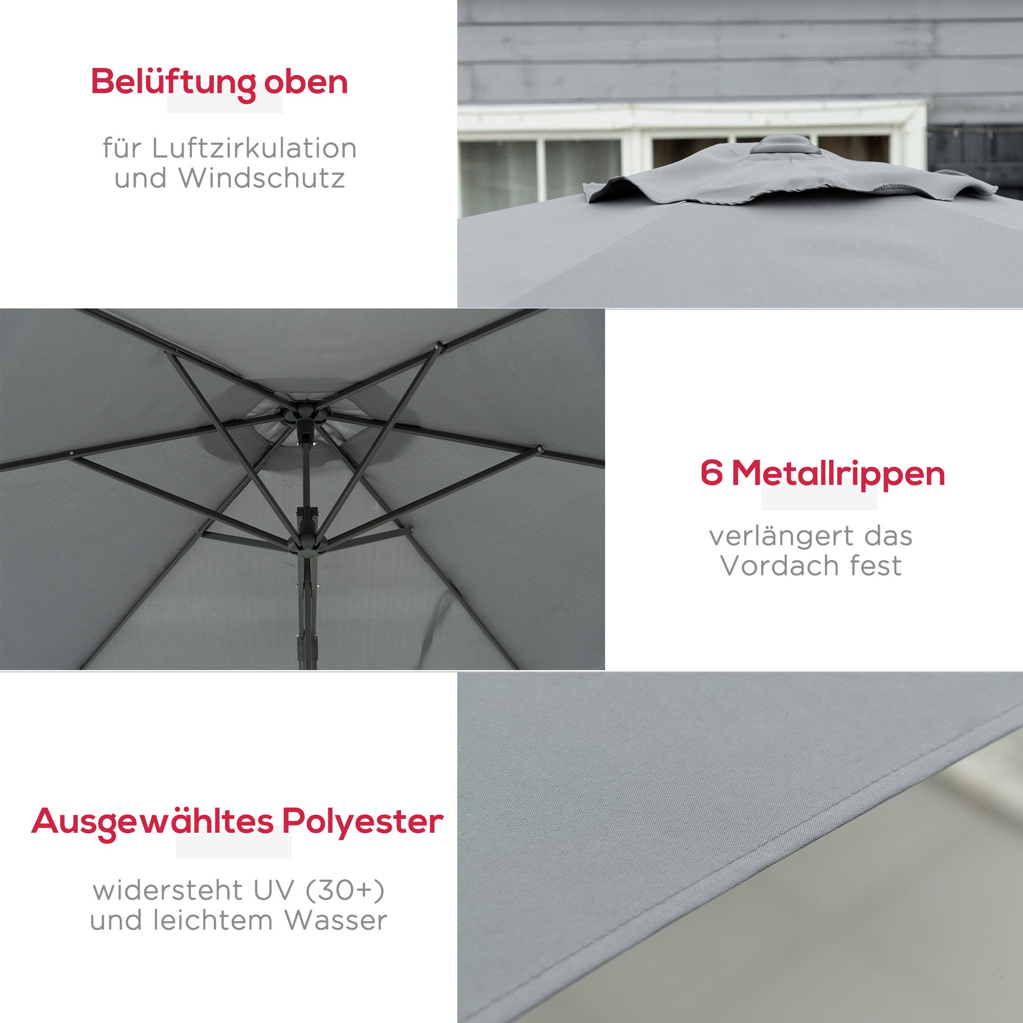 Offset Cantilever Umbrella Ø 293 cm (9.6 ft) – Side Lever, Cross Base Included, Water-Resistant, Wind Vent, UV Protection, Dark Grey