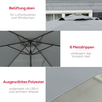 Offset Cantilever Umbrella Ø 293 cm (9.6 ft) – Side Lever, Cross Base Included, Water-Resistant, Wind Vent, UV Protection, Dark Grey