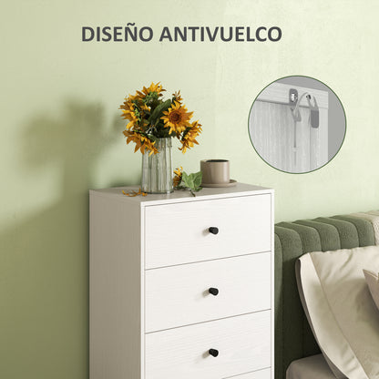 5-Drawer Dresser Slim Bedroom Dresser with Anti-Tip Tall Chest of Drawers for Living Room Hallway 18.5x11.4x37.4 inches White