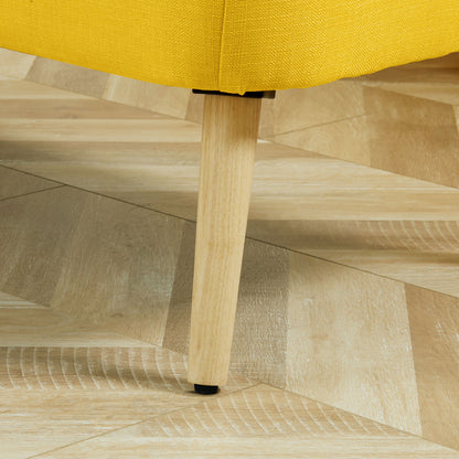 2-Seater Fabric Sofa Upholstered Sofa Double Sofa Retro Look Seating Furniture Lounge Sofa Wooden Frame Yellow 117 x 56.5 x 77 cm