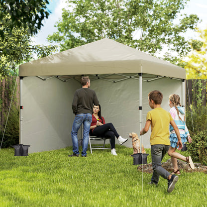 Pop-Up Garden Gazebo Folding Canopy Adjustable Height UV 30+ Protection 2 Side Walls - Carry Bag Included - for Outdoor Party, Event - 297 x 297 x 288 cm Beige