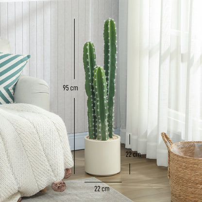 Artificial Potted Cactus, 95 cm (37.4 in) Real-Look 3-Branch Plant for Home & Office Decor