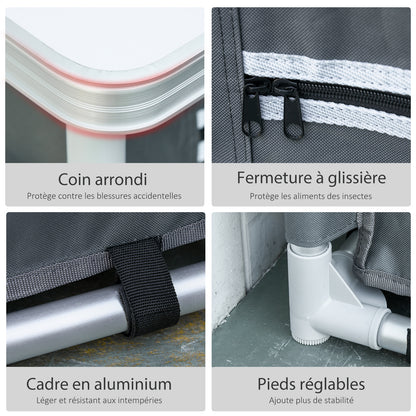 Folding Camping Kitchen Cabinet with 2 Shelves and Carry Bag, Aluminum and Oxford Fabric 60x49x70 cm Gray