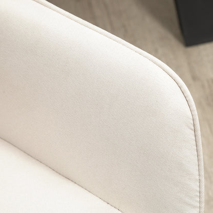 Scandinavian Design Dining Room Chairs Visitor Chairs - Set of 2 Chairs - Black Metal Slim Legs - Ergonomic Linen Upholstered Seat Backrest Armrests Beige