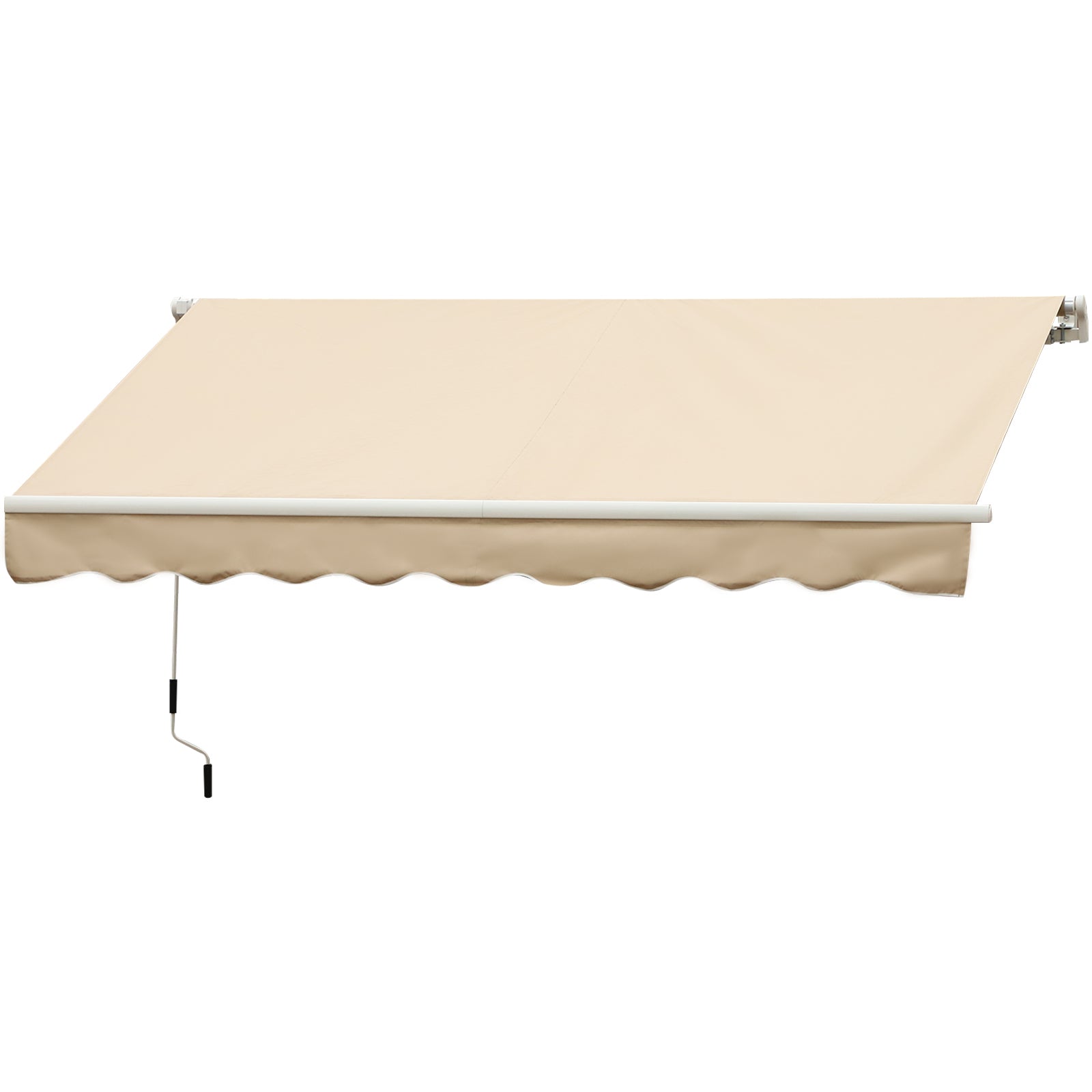 Manual Retractable Awning 295x245 cm Balcony Awning with Metal Crank Waterproof and Anti-UV Exterior Roll-Up Awning for Garden Terrace Windows Beige