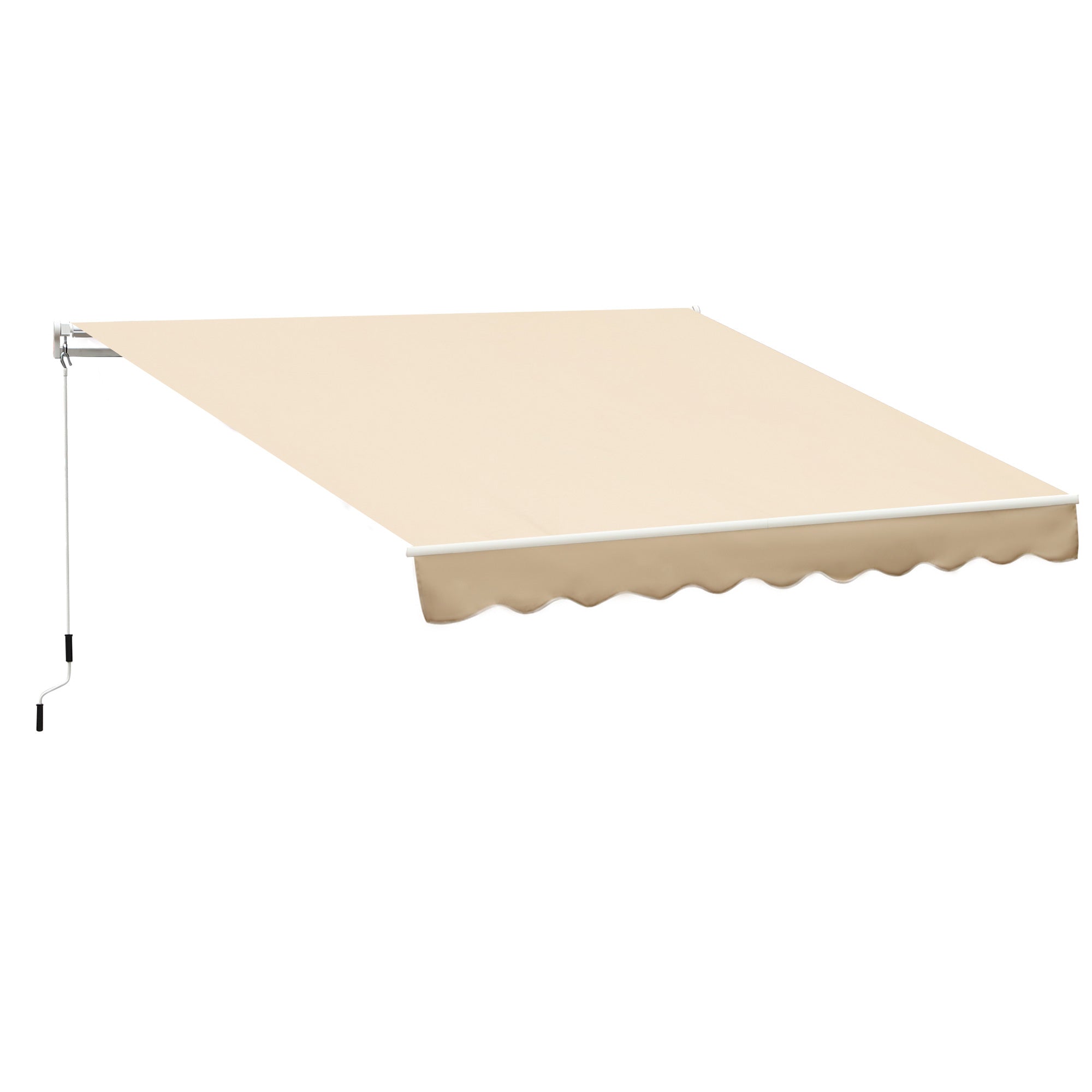 Manual Retractable Awning 295x245 cm Balcony Awning with Metal Crank Waterproof and Anti-UV Exterior Roll-Up Awning for Garden Terrace Windows Beige