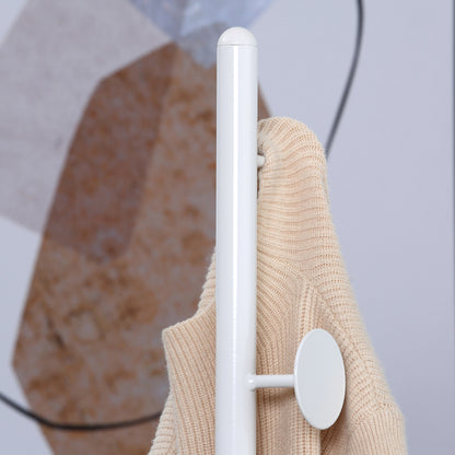 Coat Rack Tree with 8 Hooks and Round Base, Floor Coat Rack in Steel and Marble, 35x35x170 cm, White