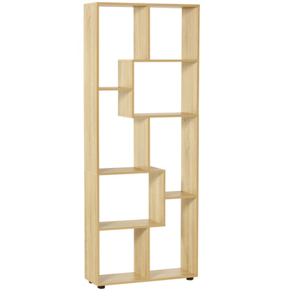Contemporary Zig Zag Bookcase Shelf 70L x 24W x 178H cm Particle Board Natural Wood