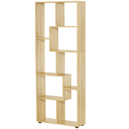 Contemporary Zig Zag Bookcase Shelf 70L x 24W x 178H cm Particle Board Natural Wood