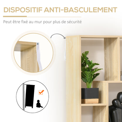 Contemporary Zig Zag Bookcase Shelf 70L x 24W x 178H cm Particle Board Natural Wood