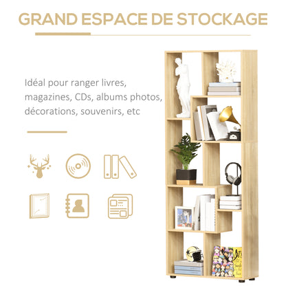 Contemporary Zig Zag Bookcase Shelf 70L x 24W x 178H cm Particle Board Natural Wood