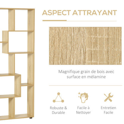 Contemporary Zig Zag Bookcase Shelf 70L x 24W x 178H cm Particle Board Natural Wood