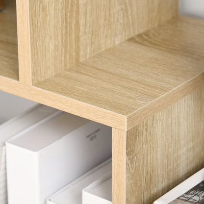 Contemporary Zig Zag Bookcase Shelf 70L x 24W x 178H cm Particle Board Natural Wood