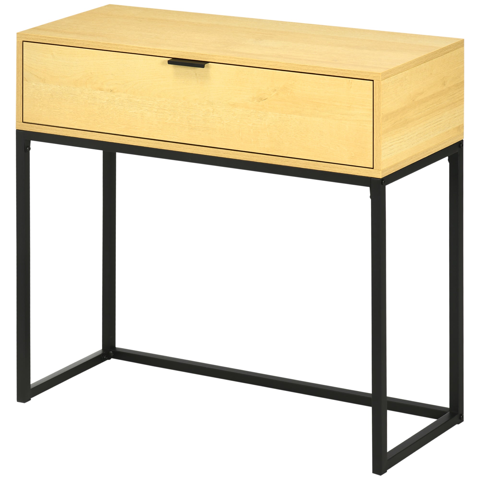 Console Table with Drawer Modern Side Table with Steel Legs for Hallway Living Room Bedroom 80x30x76 cm Natural