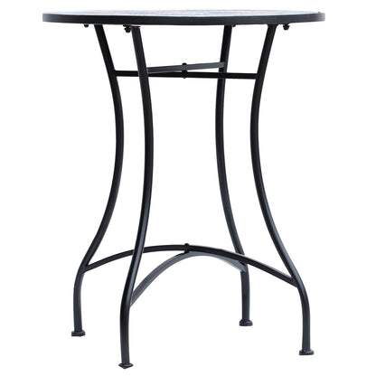 Garden Table Ø60 x H71cm, Weatherproof Patio Table made of Metal, Outdoor Dining Table, Camping Side Table, Round Terrace Table for Garden Patio Balcony Blue+White