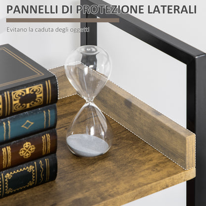 Industrial Style 5-Shelf Bookcase, Wood and Metal Bookshelf for Home and Office, 48x30x155cm, Rustic Brown