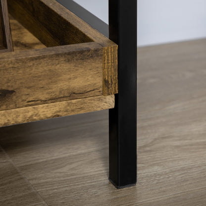 Industrial Style 5-Shelf Bookcase, Wood and Metal Bookshelf for Home and Office, 48x30x155cm, Rustic Brown