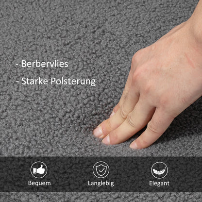 Schaukelstuhl, Schaukelsessel mit Berbervliesoptik, Armlehne, Gepolsterter Sessel mit Holzkufen, Relaxsessel für Wohnzimmer, Schlafzimmer, bis 120kg belastbar, Dunkelgrau