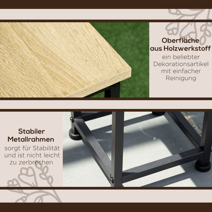 3-Piece Plant Stand Set, 50/70/90cm High Stackable Flower Stand for Indoor Outdoor, Steel Plant Stand for Living Room, Garden Balcony, Black+Nature