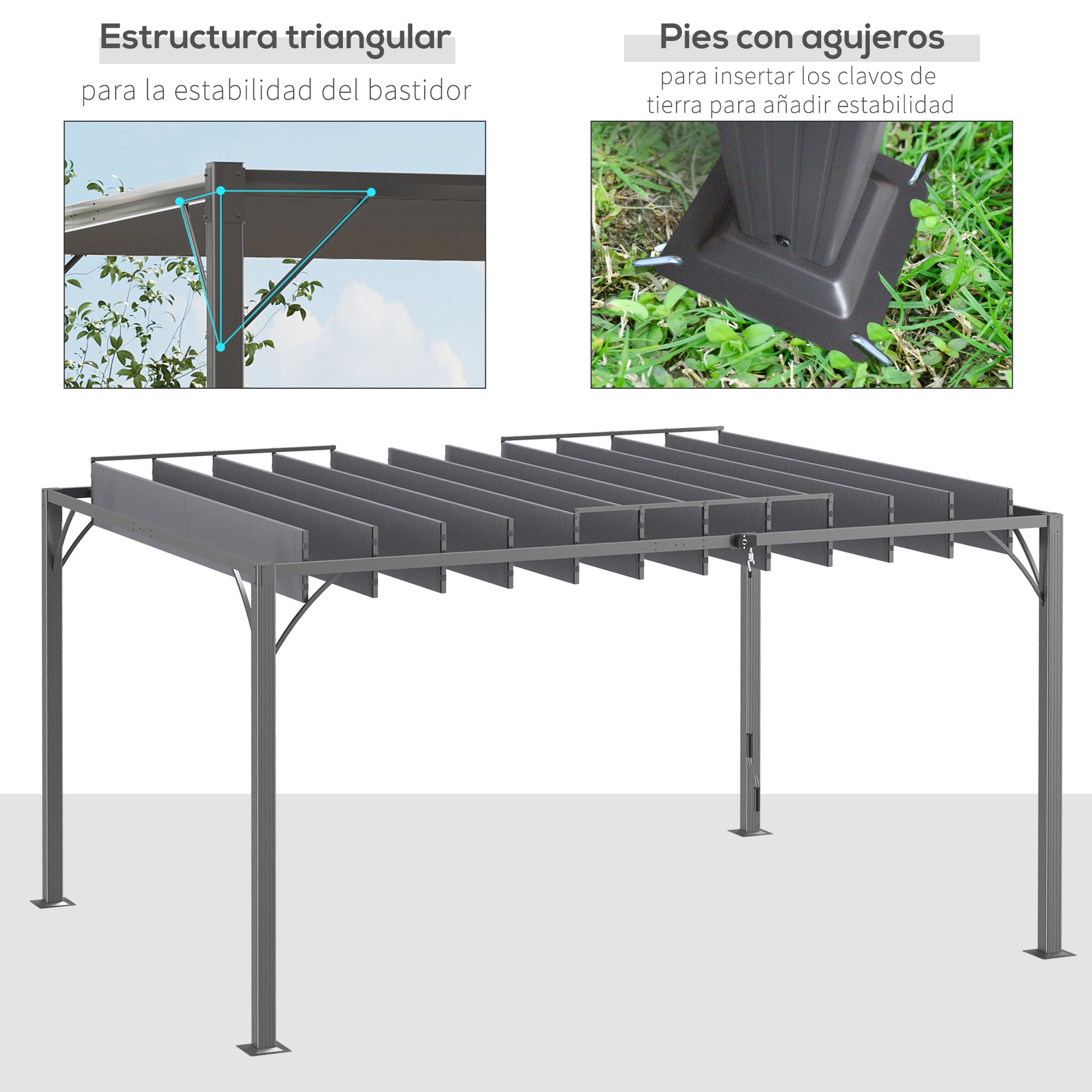 4x3m Garden Gazebo Aluminm Pergola with Rotating Adjustable Slats and UV 50+ Protection Pavilion for Patio Terrace Balcony Gray
