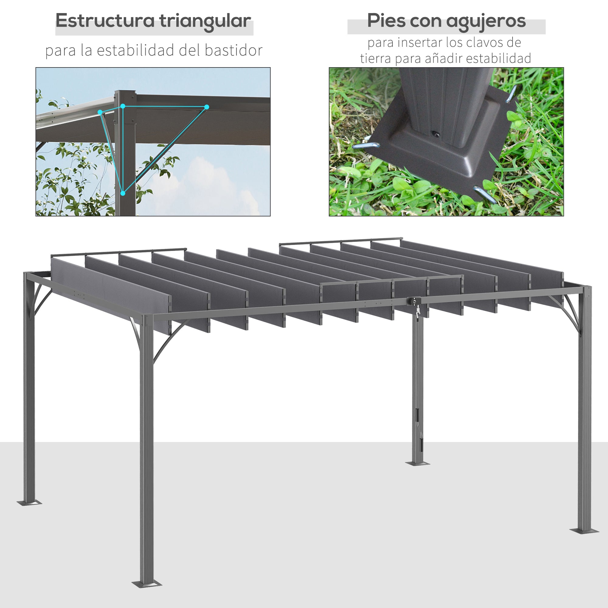 4x3m Garden Gazebo Aluminm Pergola with Rotating Adjustable Slats and UV 50+ Protection Pavilion for Patio Terrace Balcony Gray