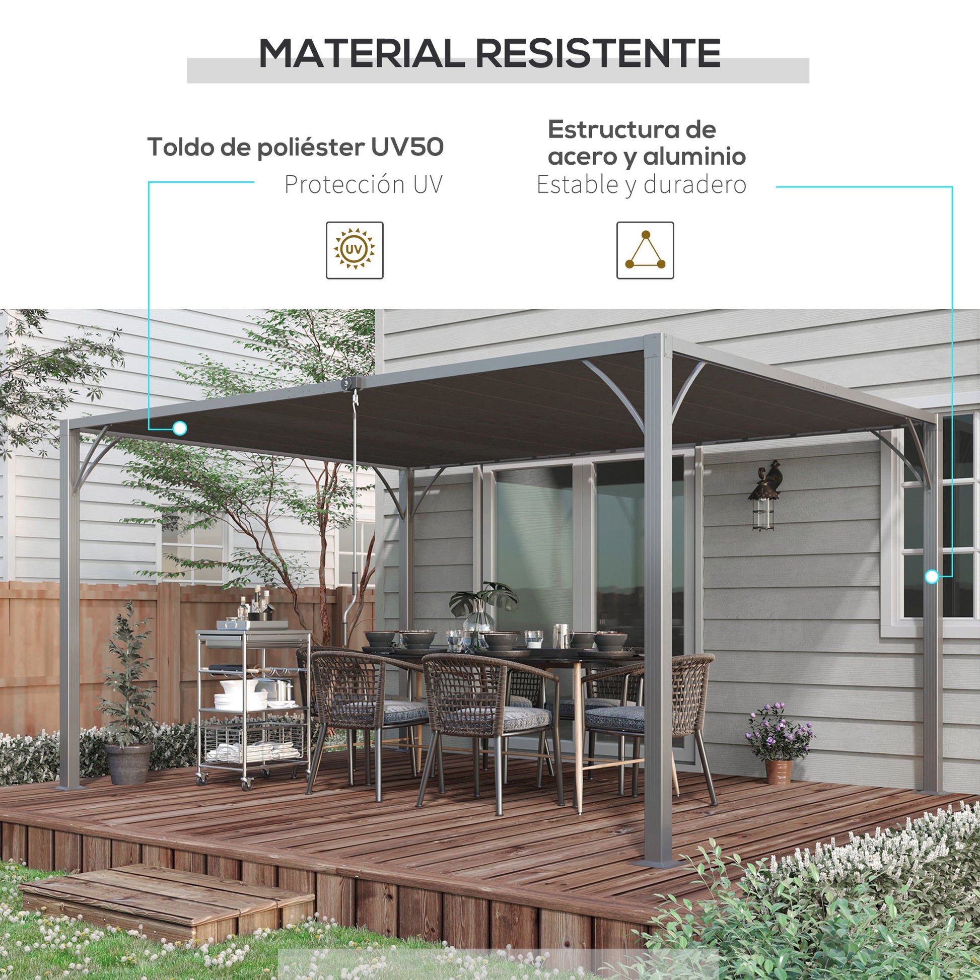 4x3m Garden Gazebo Aluminm Pergola with Rotating Adjustable Slats and UV 50+ Protection Pavilion for Patio Terrace Balcony Gray