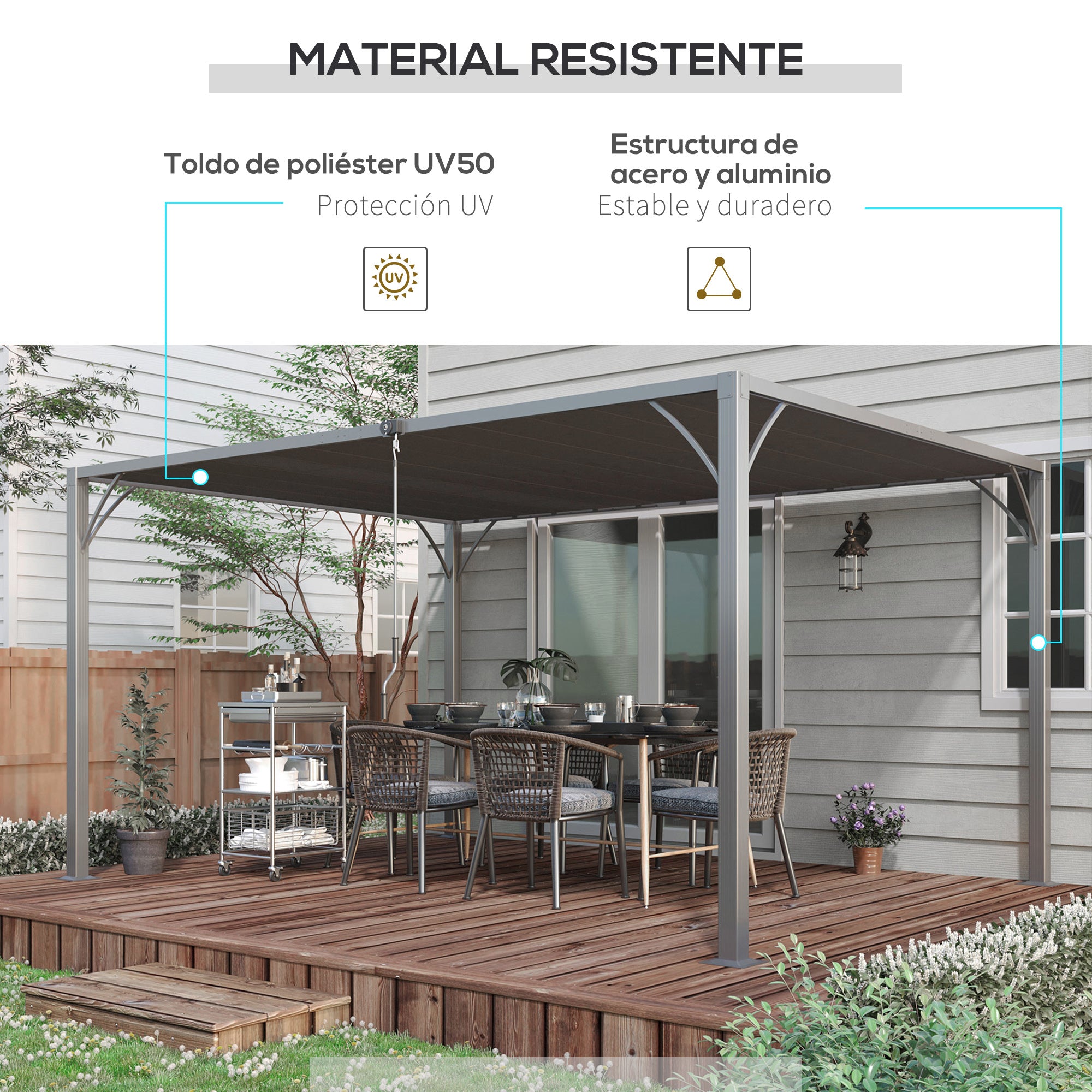 4x3m Garden Gazebo Aluminm Pergola with Rotating Adjustable Slats and UV 50+ Protection Pavilion for Patio Terrace Balcony Gray