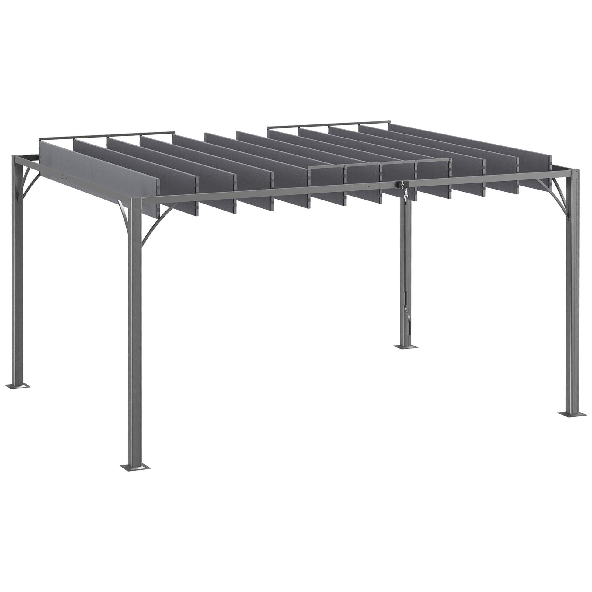 4x3m Garden Gazebo Aluminm Pergola with Rotating Adjustable Slats and UV 50+ Protection Pavilion for Patio Terrace Balcony Gray