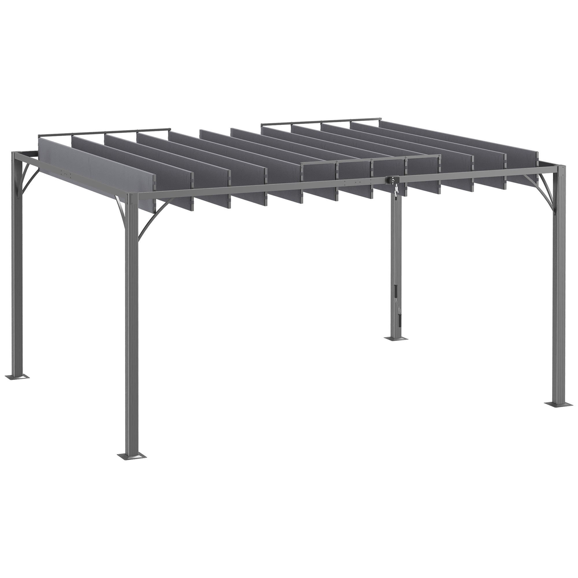 4x3m Garden Gazebo Aluminm Pergola with Rotating Adjustable Slats and UV 50+ Protection Pavilion for Patio Terrace Balcony Gray