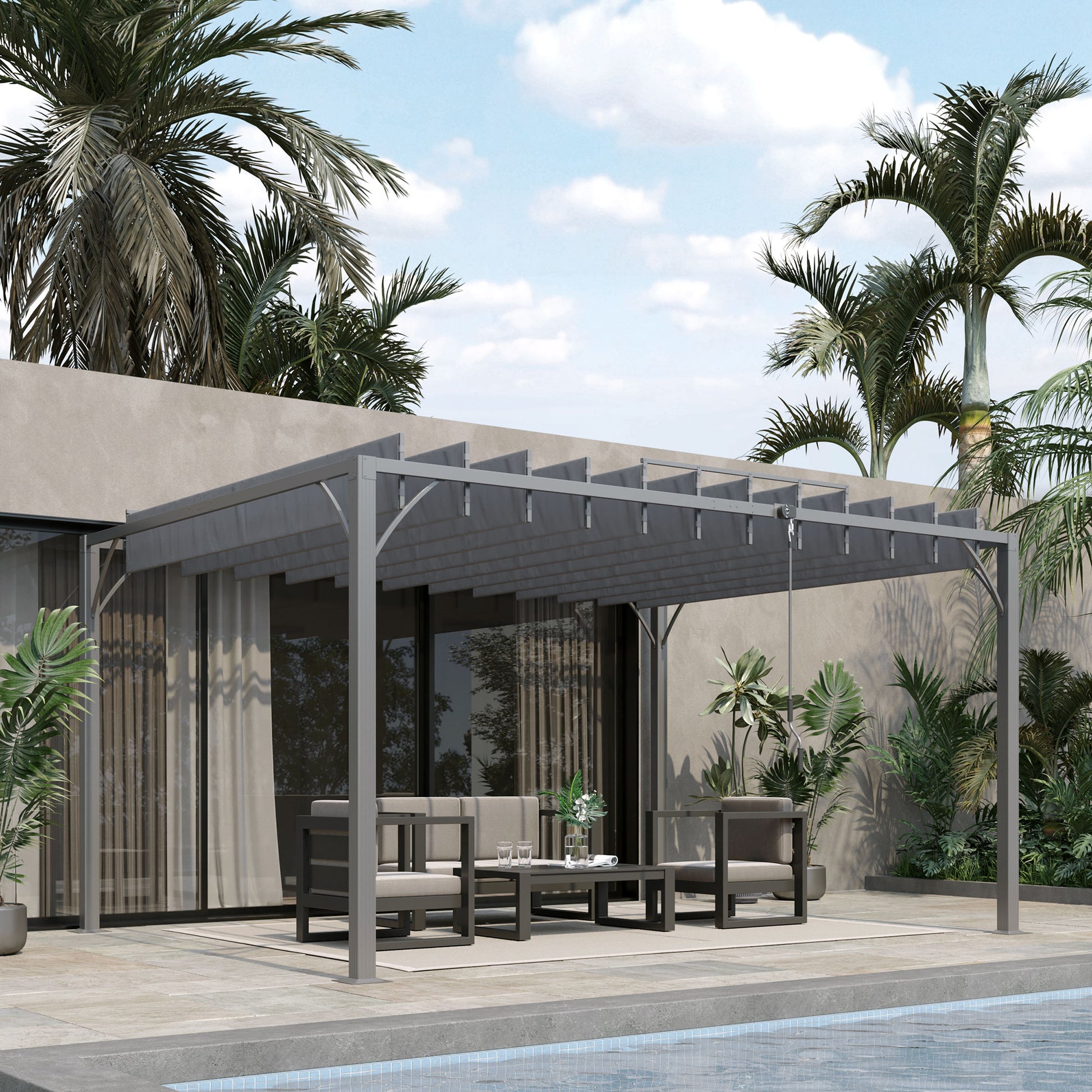 4x3m Garden Gazebo Aluminm Pergola with Rotating Adjustable Slats and UV 50+ Protection Pavilion for Patio Terrace Balcony Gray