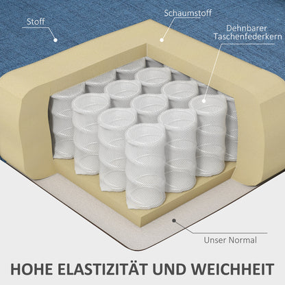 wing chair upholstered armchair with button tufting, high backrest, rounded armrests, wooden legs, for bedroom, living room, up to 160 kg, Blue