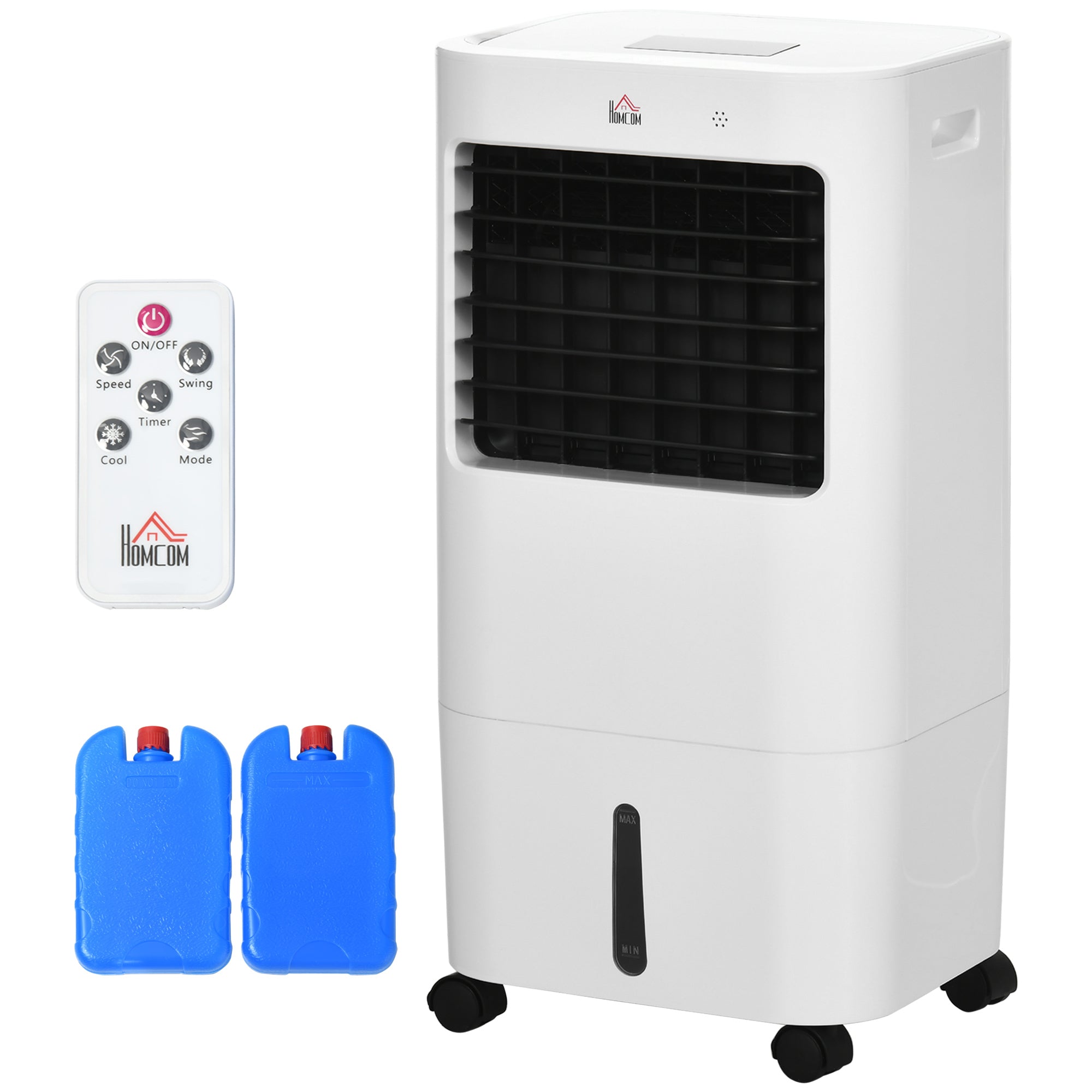 3 in 1 Mobile Air Conditioner with Humidification Water Cooling 15L 60° Oscillating Air Conditioning Unit 65W Air Cooler with 8h Timer, Remote Control, Usage Area 20 ㎡ White 32 x 37 x 69 cm