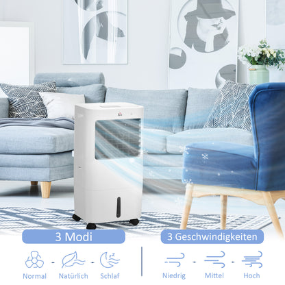 3 in 1 Mobile Air Conditioner with Humidification Water Cooling 15L 60° Oscillating Air Conditioning Unit 65W Air Cooler with 8h Timer, Remote Control, Usage Area 20 ㎡ White 32 x 37 x 69 cm