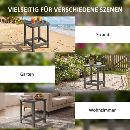 Patio Side Table 19 x 14.6 x 18.1 in, Weatherproof HDPE Balcony Table, Outdoor Dining & Camping Accent Table, Gray