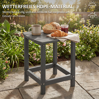 Patio Side Table 19 x 14.6 x 18.1 in, Weatherproof HDPE Balcony Table, Outdoor Dining & Camping Accent Table, Gray