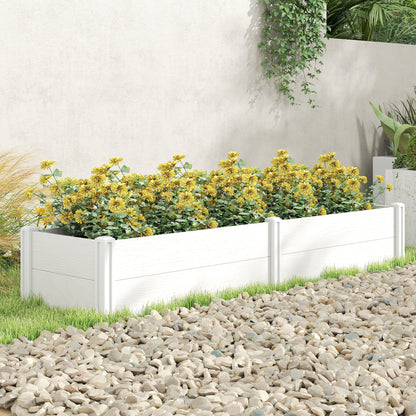 Plastic Raised Garden Bed, Snap-Together Planter with DIY Assembly – 197 x 54 x 33 cm for Garden, Balcony, Flowers, Plants, Vegetables