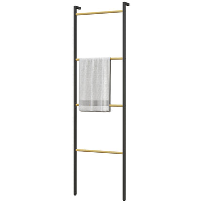 Towel Ladder 49 x 167.5 cm Towel Rack with 4 Bars, Space-Saving, for Bath Towels, Clothes, Blankets, Newspapers, Steel, Black
