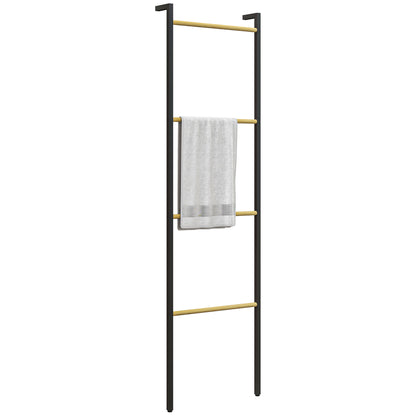 Towel Ladder 49 x 167.5 cm Towel Rack with 4 Bars, Space-Saving, for Bath Towels, Clothes, Blankets, Newspapers, Steel, Black